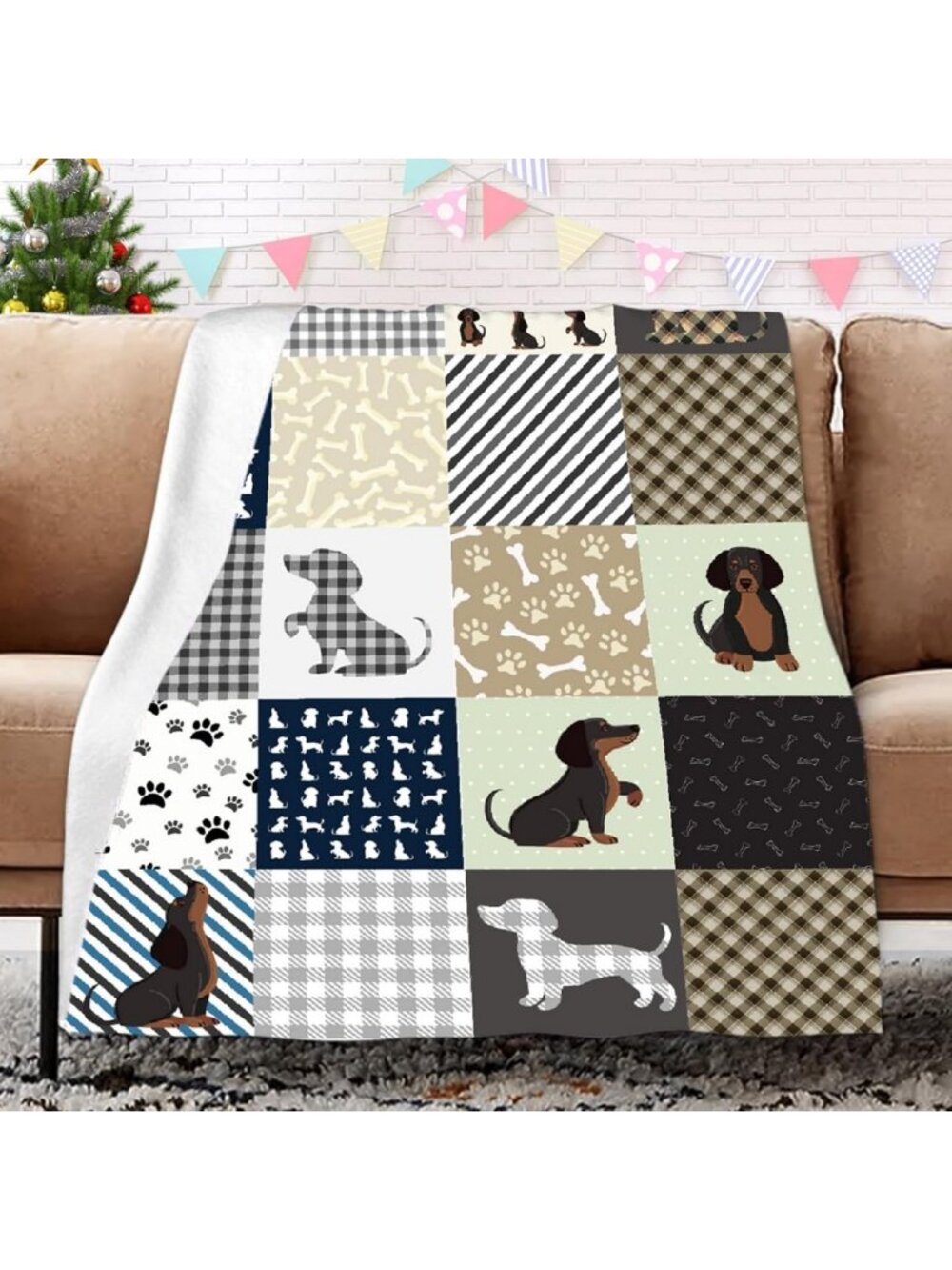 Cozy Dachshund Throw Blanket for Adults - Soft Wiener Dog Design, 80x60 inches